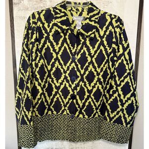 George Simonton Says Jacket Lime Green & Black Patterned  Womens Small NEW!